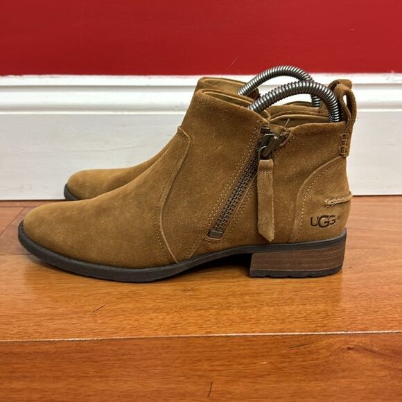 UGG Women’s Aureo Waterproof Zip Ankle-High Boots Booties Tan Brown Suede US 8 - Picture 1 of 11